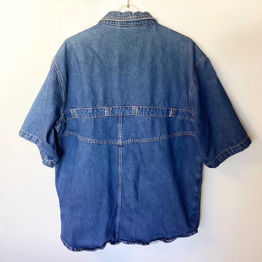Vintage Karl Kani Short Sleeve Denim Button Up Shirt 90s 2Pac Streetwear - L - Picture 6 of 10